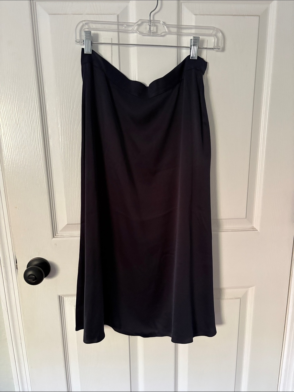 H&M washable silk navy midi skirt